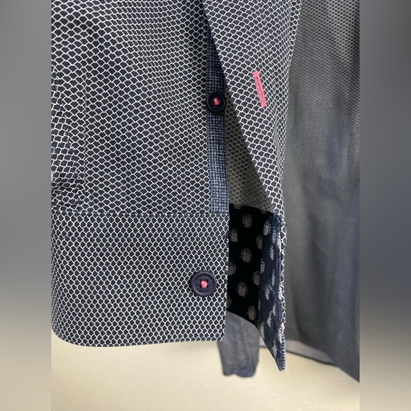 Ted Baker Button Down Blue White Micro Geometric Stretch Casual Shirt 5 Men’s XL - Picture 7 of 14